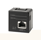 Omron CP1W-CIF41 CP1 Ethernet communications module with RJ45 socket for industrial networking.